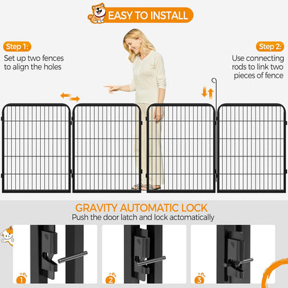 Dog Playpen Outdoor 32 Inch 16 Panels Indoor Dog Fence Metal Dog Pen Heavy Duty Pet Puppy Exercise Pen for RV Camping Garden Yard