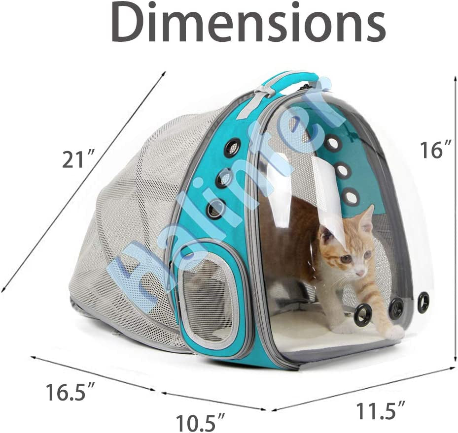 Cat Travel Backpack with Fan, Fit up to 20 Lbs, Space Capsule Astronaut Clear Bubble Window Pet Backpack for Kitten and Small Puppy Green