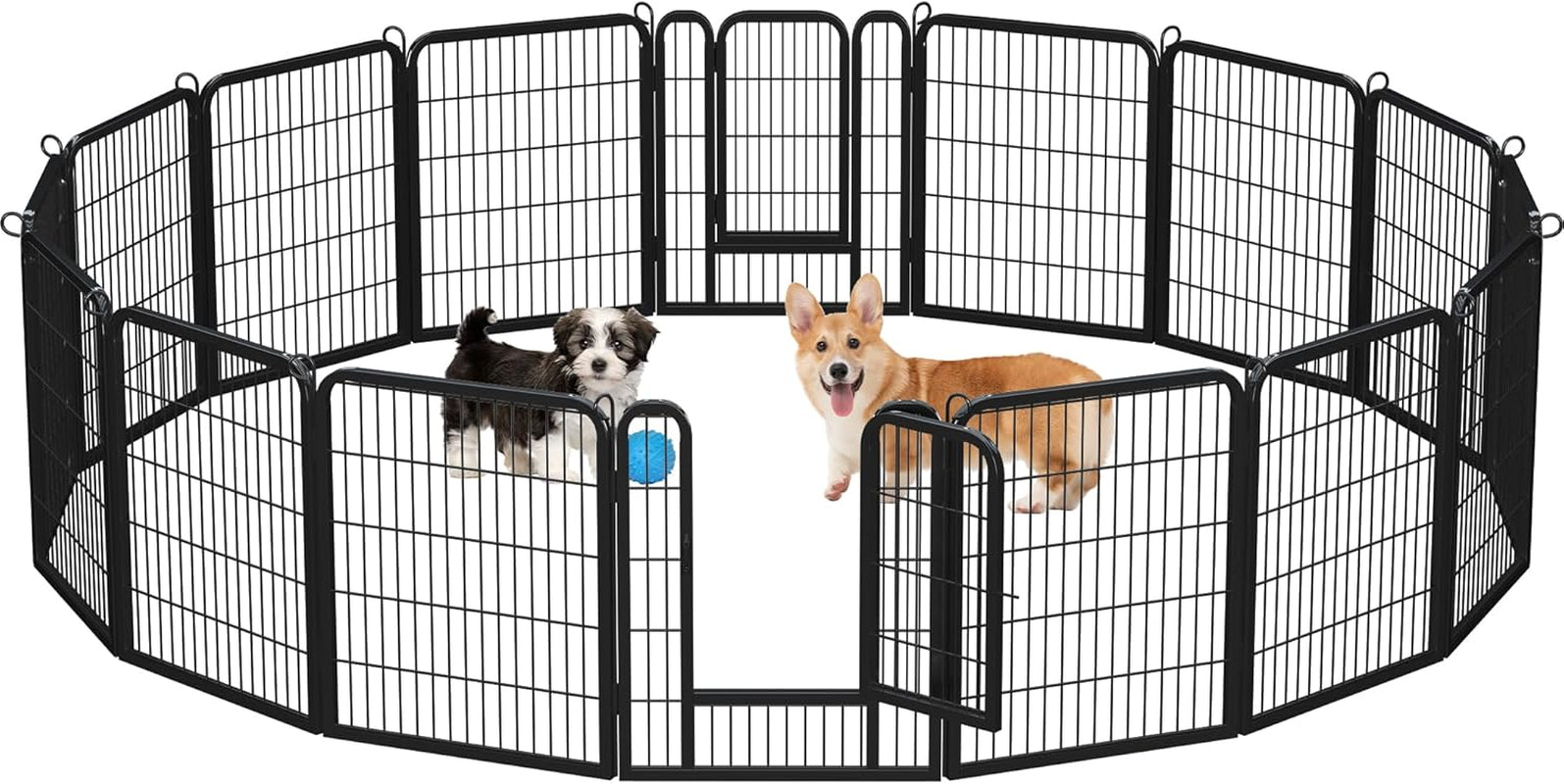 Dog Playpen Outdoor 32 Inch 16 Panels Indoor Dog Fence Metal Dog Pen Heavy Duty Pet Puppy Exercise Pen for RV Camping Garden Yard