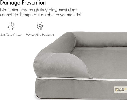 X-Large Dog Bed, Orthopedic Dog Sofa Memory Foam Mattress, Calming Dog Couch Bed, Wall Rim Pillow, Water Resistant Liner, Washable Cover, Non-Slip Bottom, Chester, X-Large Cocoa Brown