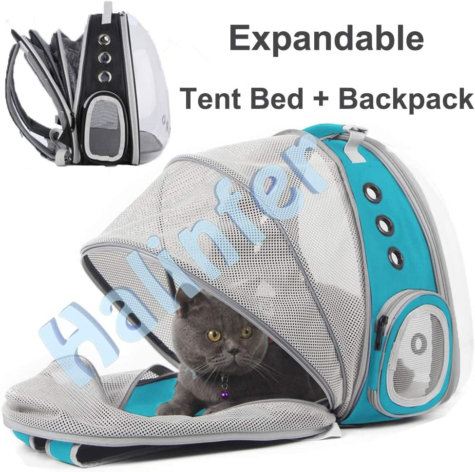 Cat Travel Backpack with Fan, Fit up to 20 Lbs, Space Capsule Astronaut Clear Bubble Window Pet Backpack for Kitten and Small Puppy Green